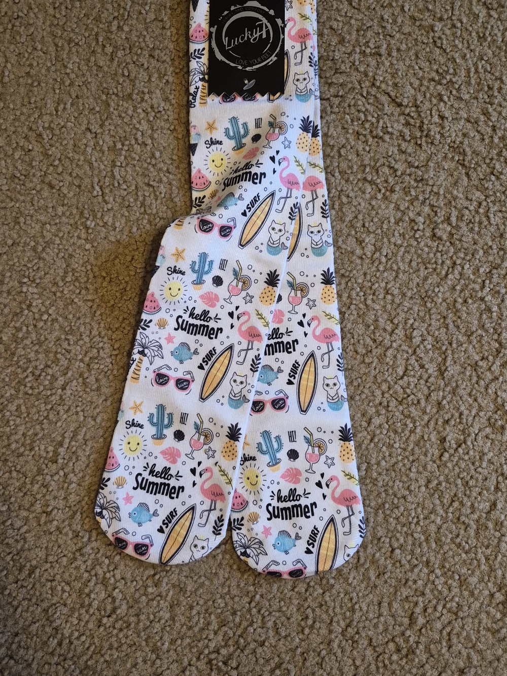 Lucky 7 Hello Summer Novelty Print Socks
